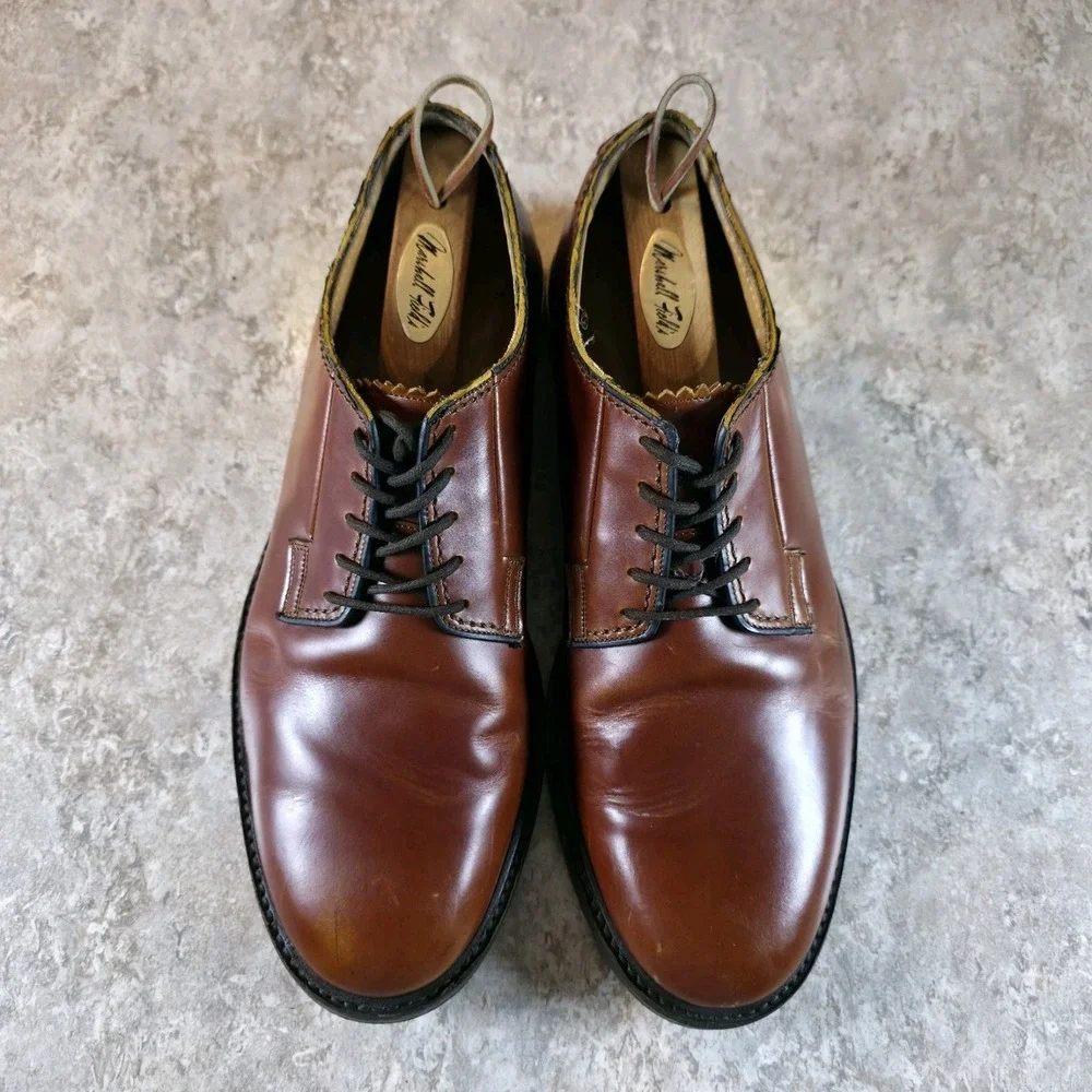 Marc Jacobs Brown Leather Plated Heel Bolted Dress Shoe Handmade In Italy Size 8